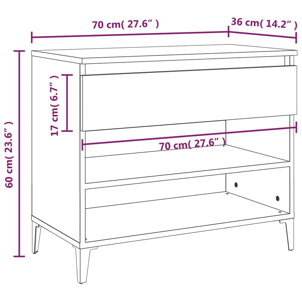 vidaXL Shoe Cabinet Black 70x36x60 cm Engineered Wood