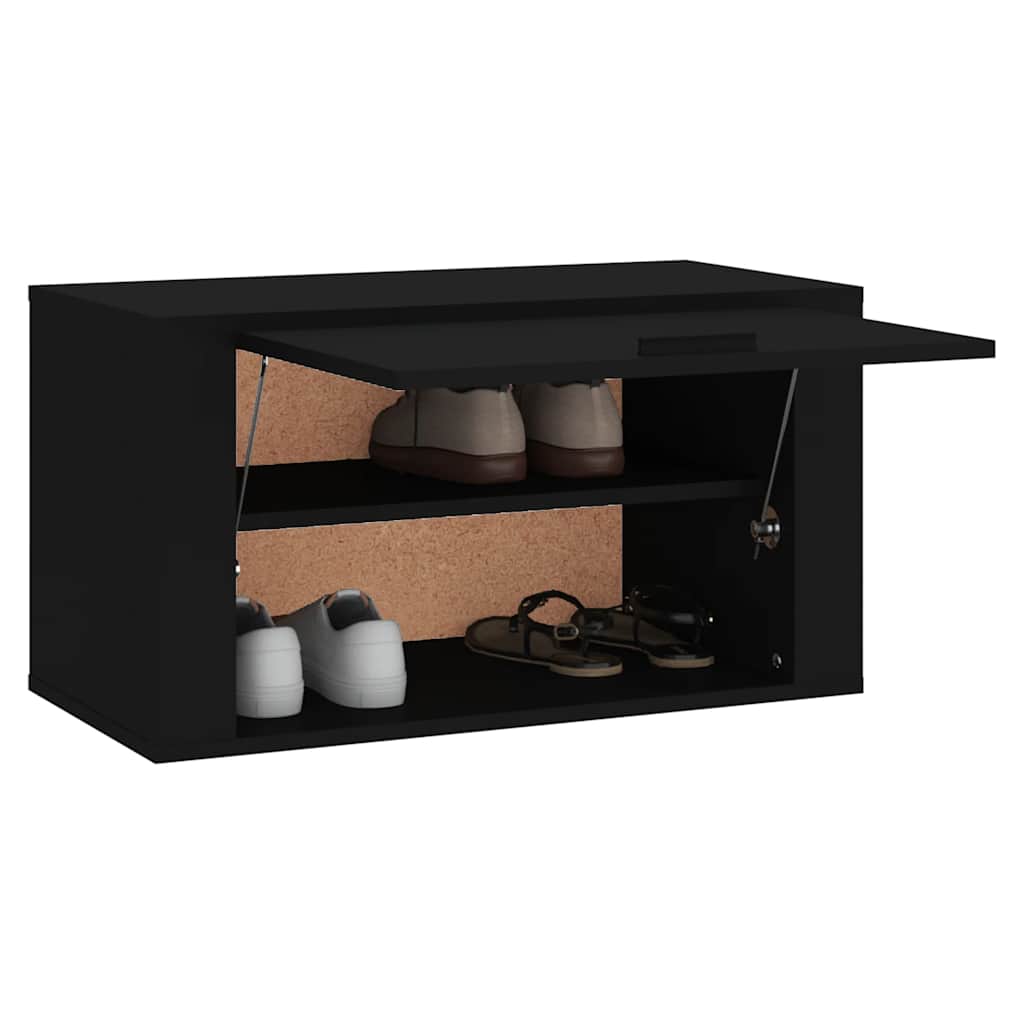 Wall-mounted Shoe Cabinet | Black | Engineered wood | Medium