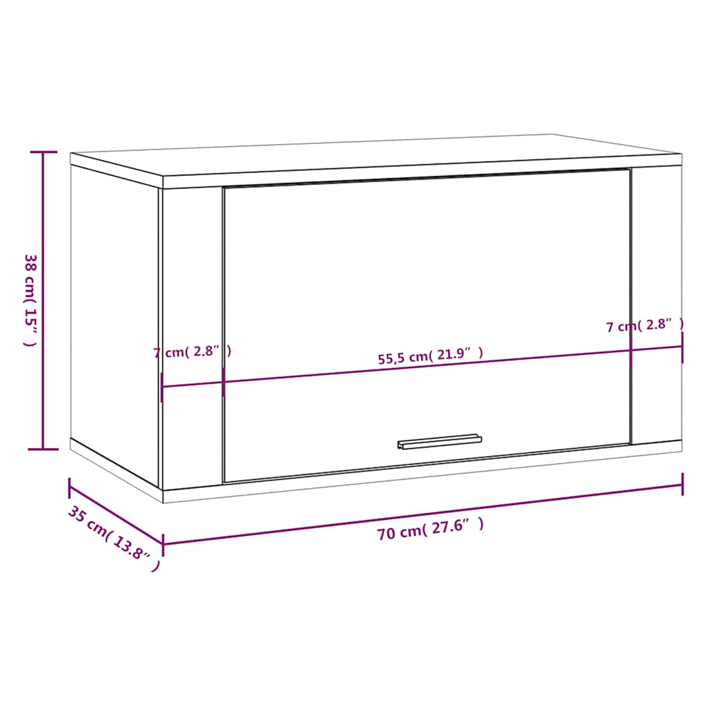 Wall-mounted Shoe Cabinet | Black | Engineered wood | Medium
