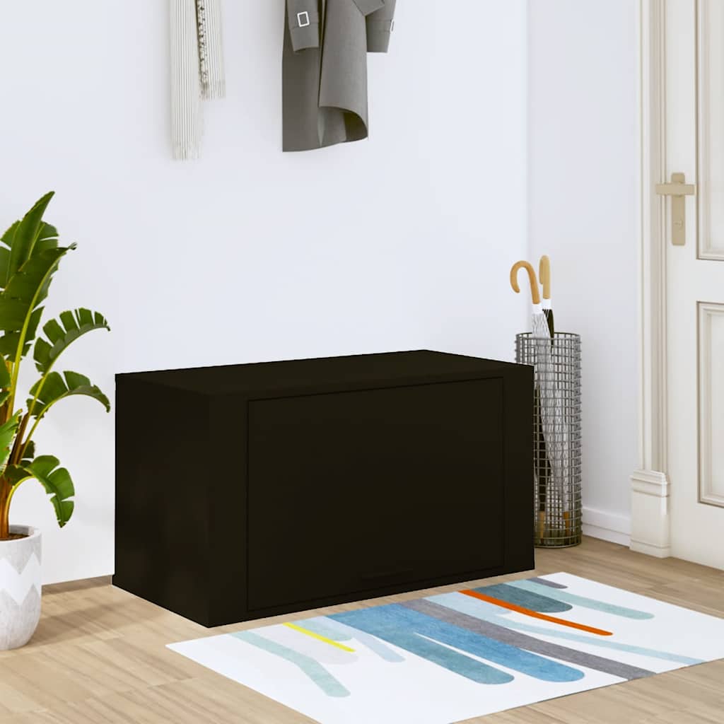 Wall-mounted Shoe Cabinet | Black | Engineered wood | Medium