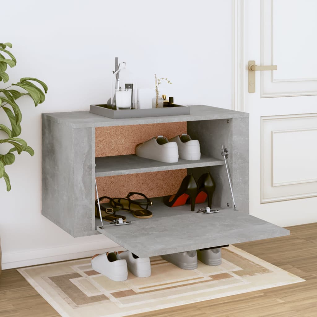 Wall-mounted Shoe Cabinet Concrete Grey 70x35x38 cm Engineered Wood