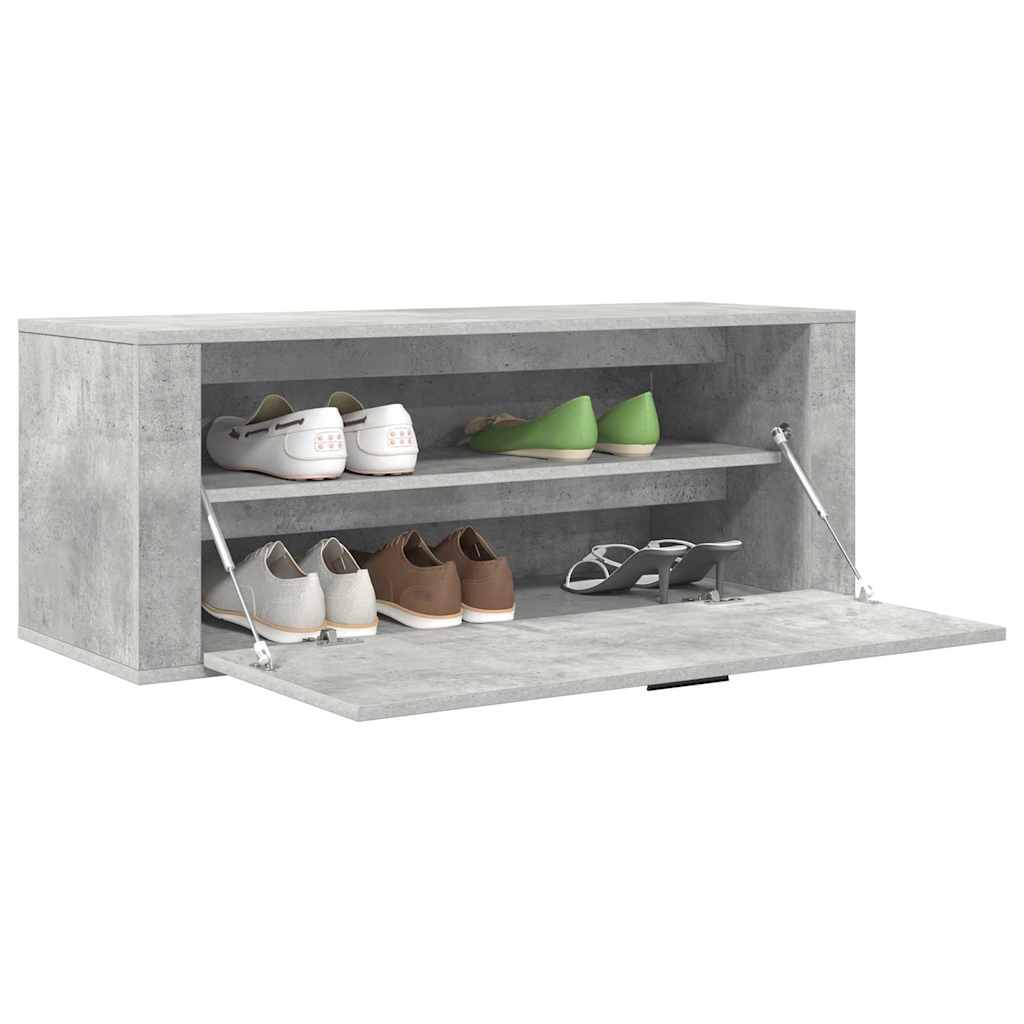 Wall Shoe Cabinet Concrete Grey 100x35x38 cm Engineered Wood