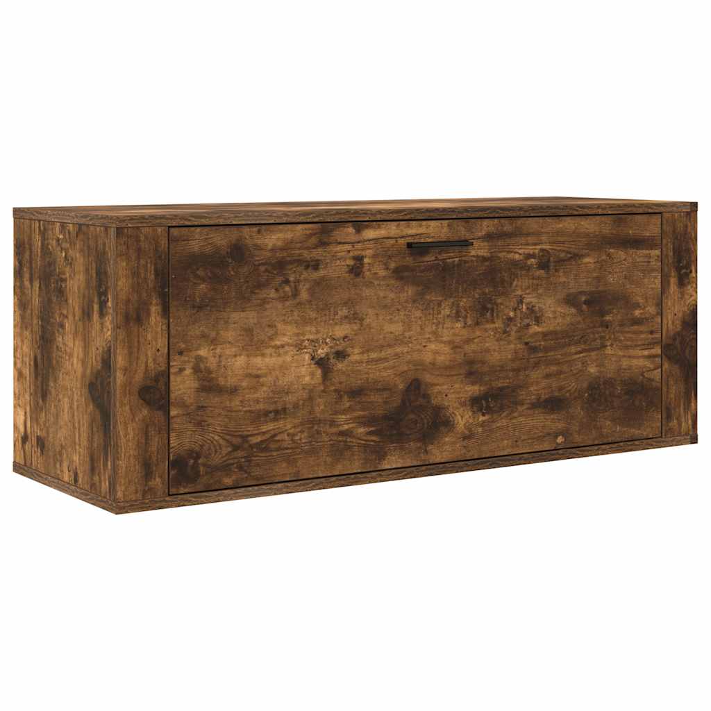 Wall Shoe Cabinet Smoked Oak 100x35x38 cm Engineered Wood
