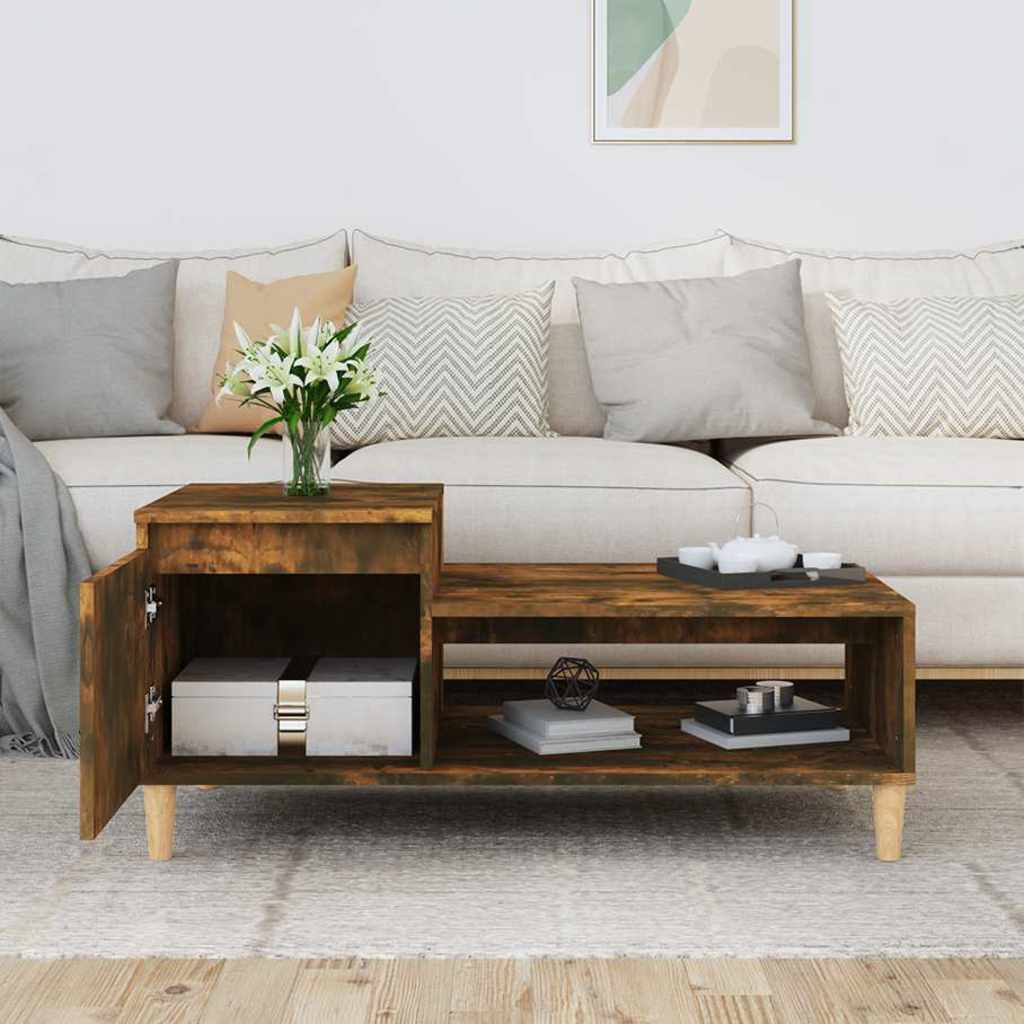 Coffee Table Smoked Oak 100x50x45 cm Engineered Wood