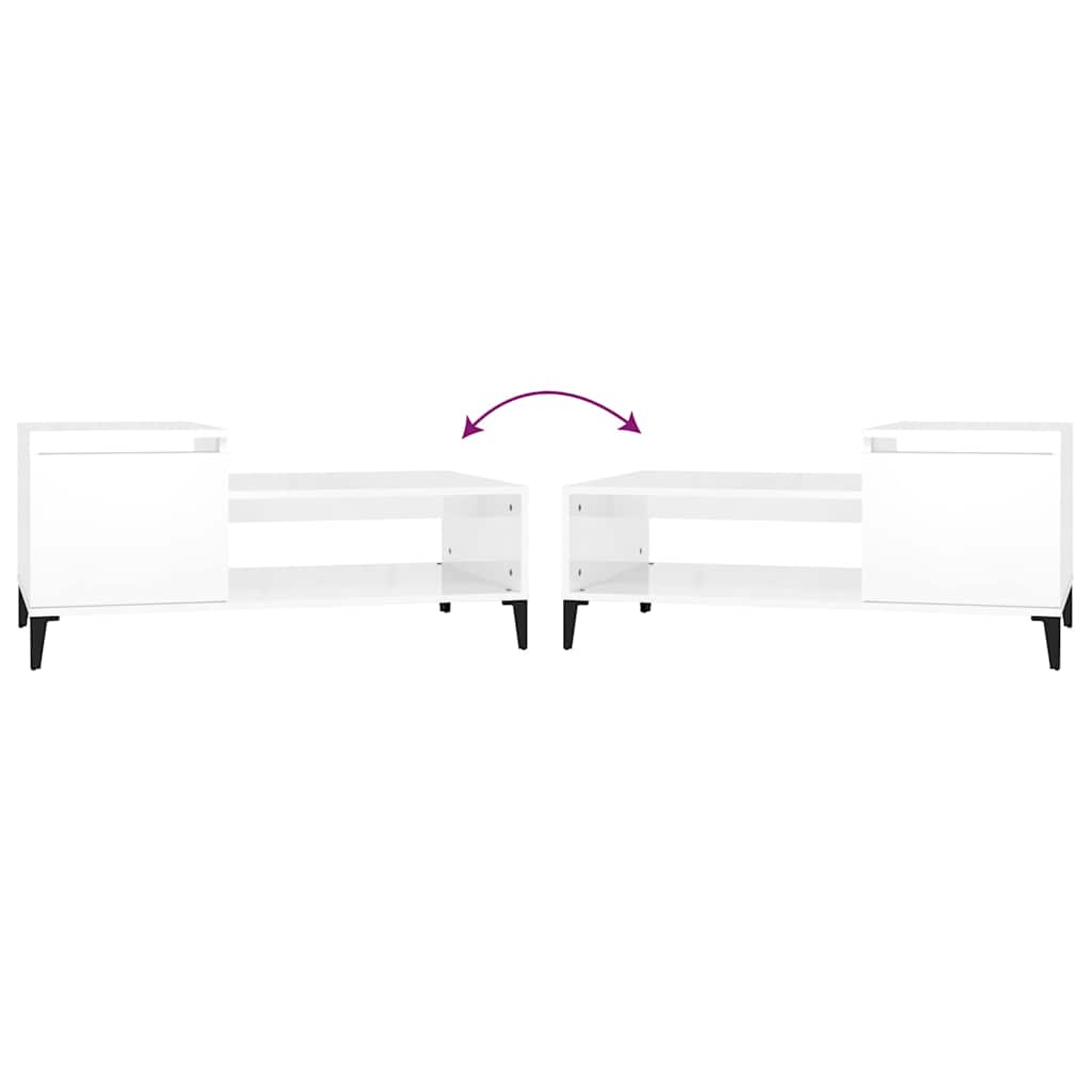 Coffee Table High Gloss White 100x50x45 cm Engineered Wood
