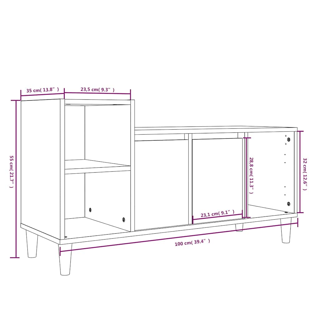 TV Cabinet Grey Sonoma 100x35x55 cm Engineered Wood