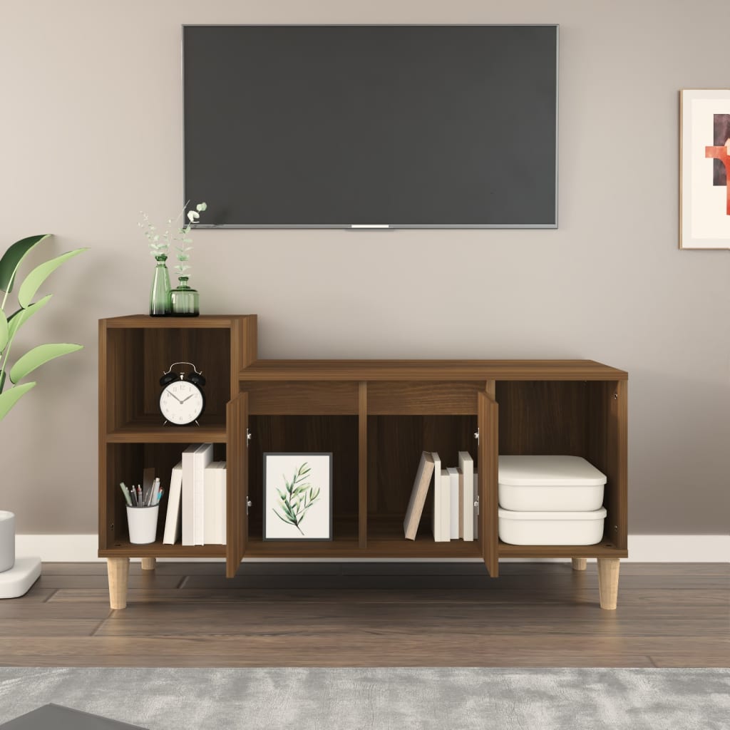 vidaXL TV Cabinet Brown Oak 100x35x55 cm Engineered Wood