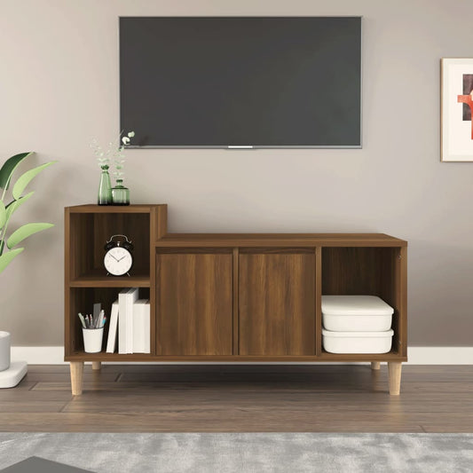 vidaXL TV Cabinet Brown Oak 100x35x55 cm Engineered Wood