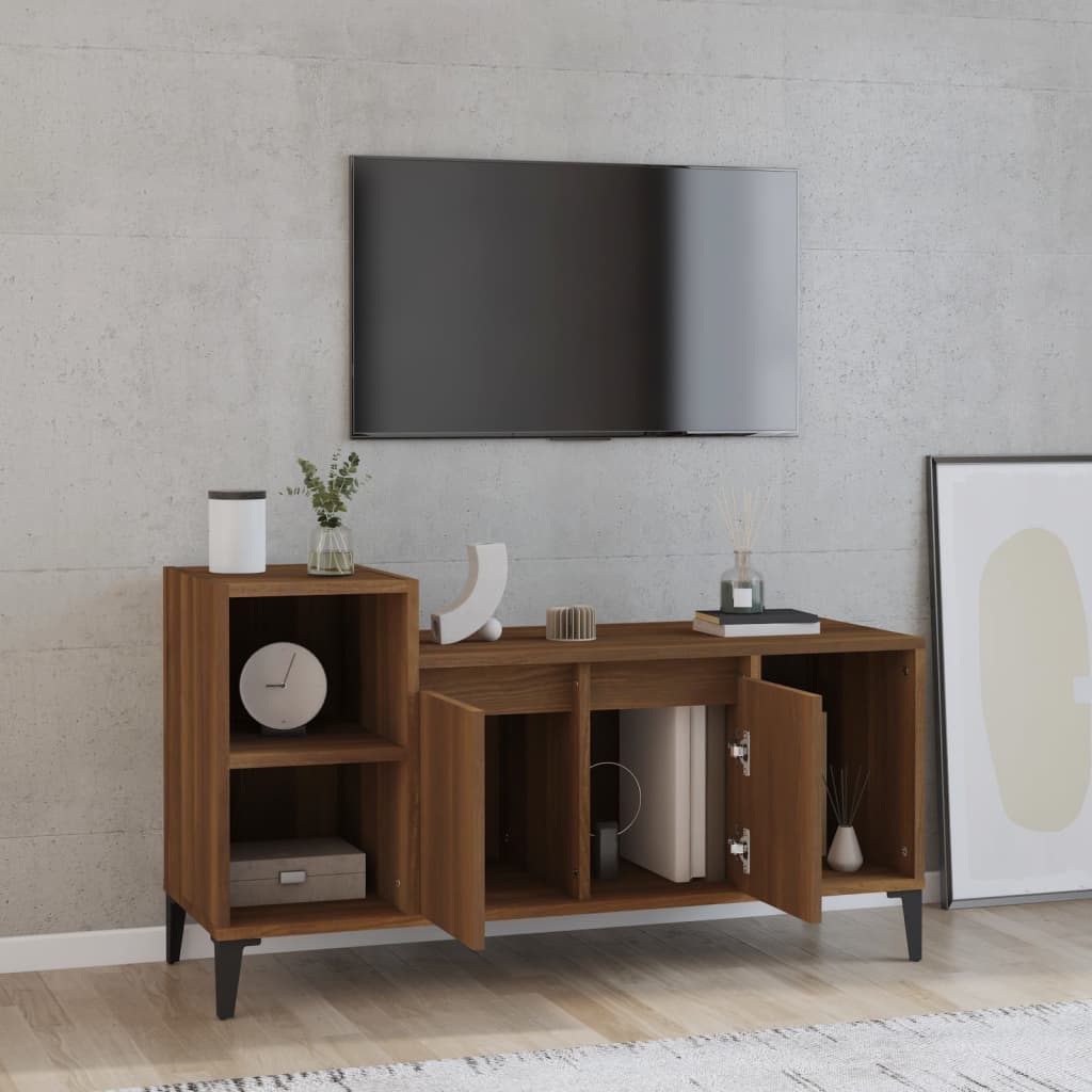 vidaXL TV Cabinet Brown Oak 100x35x55 cm Engineered Wood