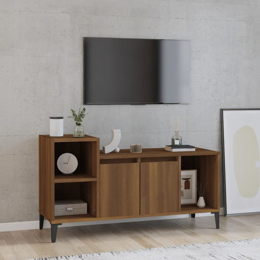 vidaXL TV Cabinet Brown Oak 100x35x55 cm Engineered Wood