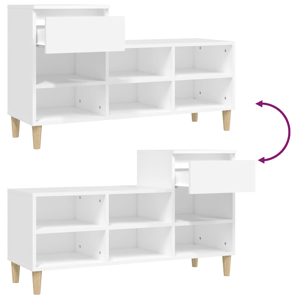 Shoe Cabinet White 102x36x60 cm Engineered Wood