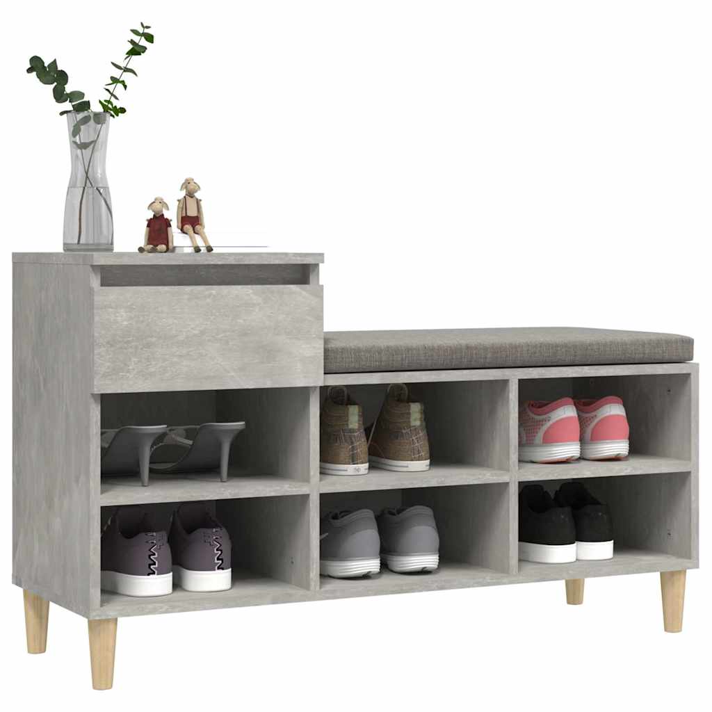 Shoe Cabinet Concrete Grey 102x36x60 cm Engineered Wood