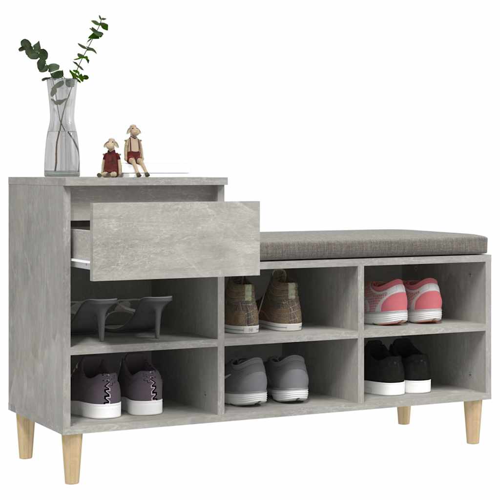 Shoe Cabinet Concrete Grey 102x36x60 cm Engineered Wood