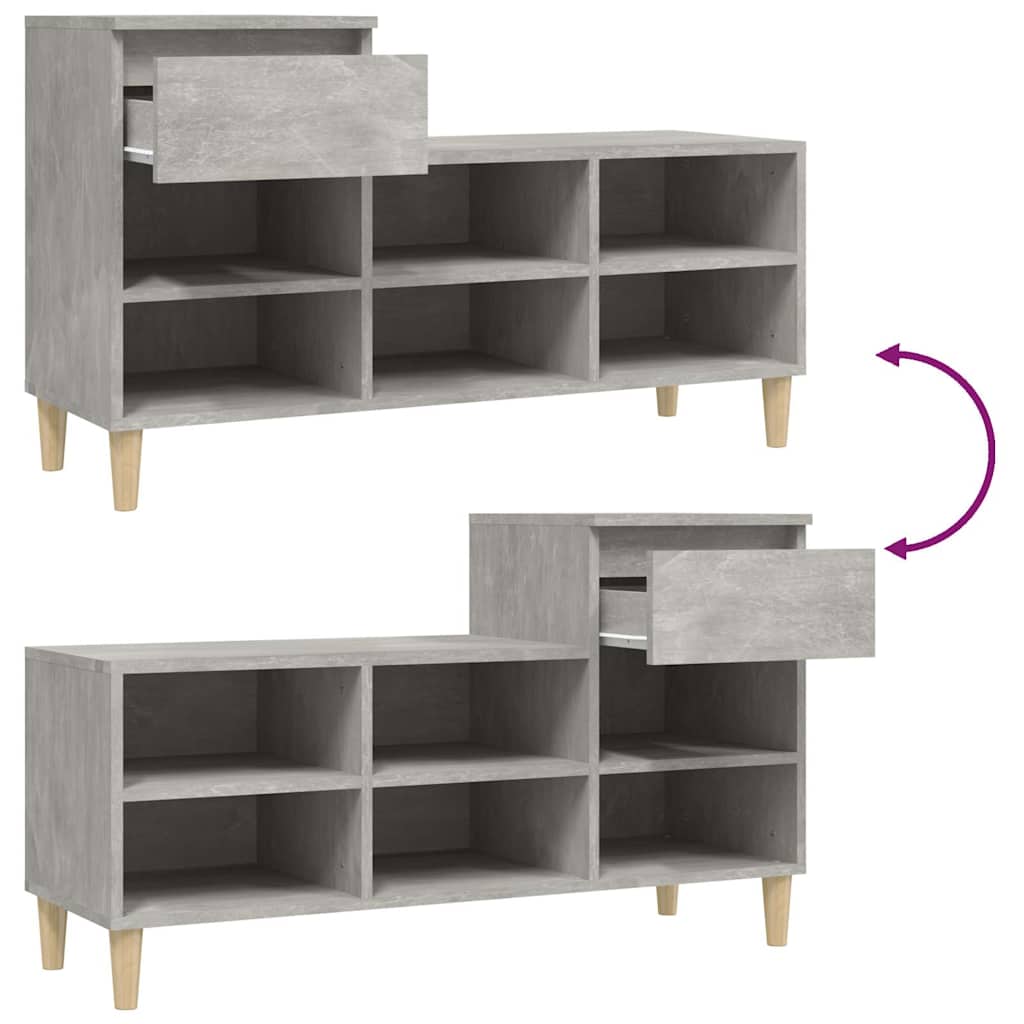 Shoe Cabinet Concrete Grey 102x36x60 cm Engineered Wood