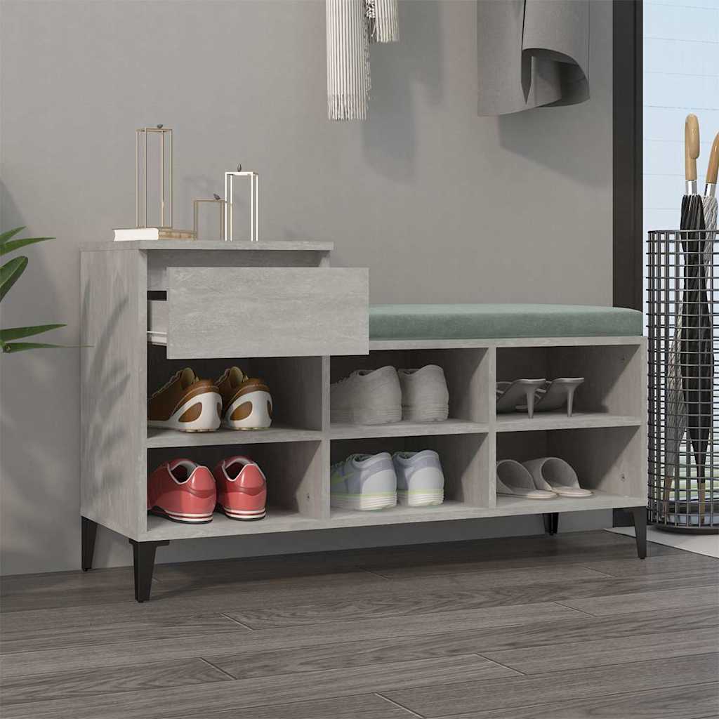 Shoe Cabinet Concrete Grey 102x36x60 cm Engineered Wood