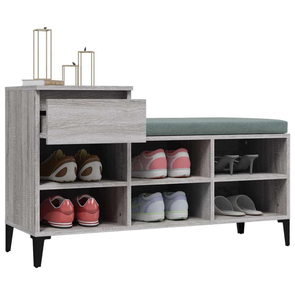 vidaXL Shoe Cabinet Grey Sonoma 102x36x60 cm Engineered Wood