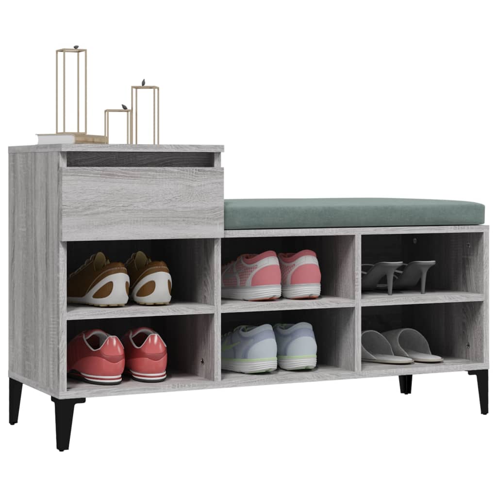 vidaXL Shoe Cabinet Grey Sonoma 102x36x60 cm Engineered Wood