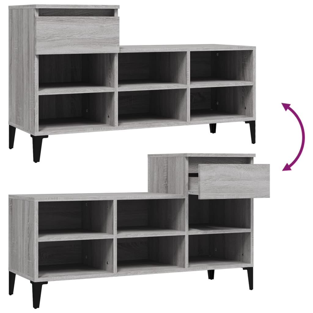 vidaXL Shoe Cabinet Grey Sonoma 102x36x60 cm Engineered Wood