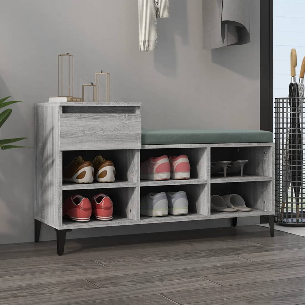 vidaXL Shoe Cabinet Grey Sonoma 102x36x60 cm Engineered Wood