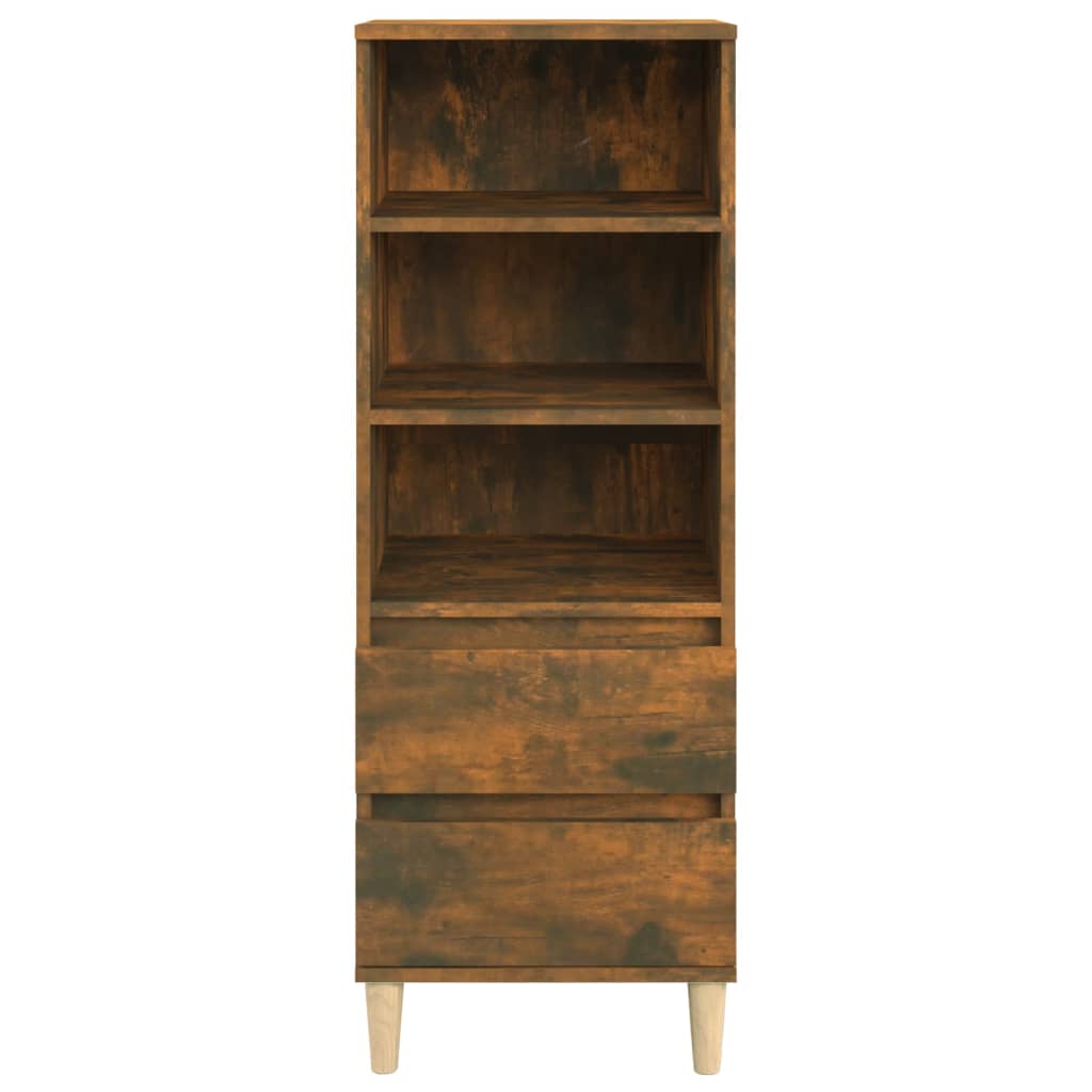 Buffet Chêne Fumé 40x36x110 cm Bois D'ingénierie