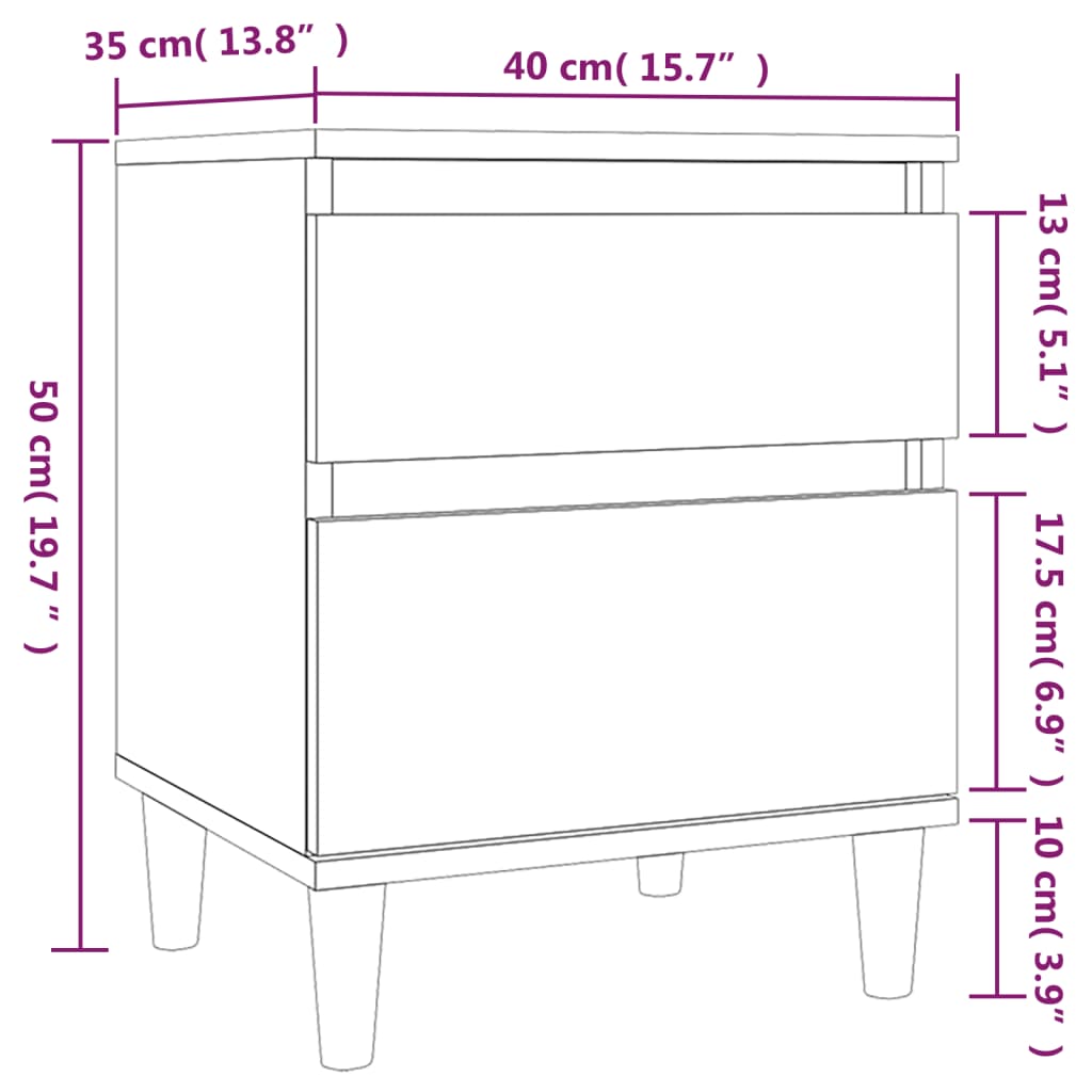 Bedside Cabinet Concrete Grey 40x35x50 cm
