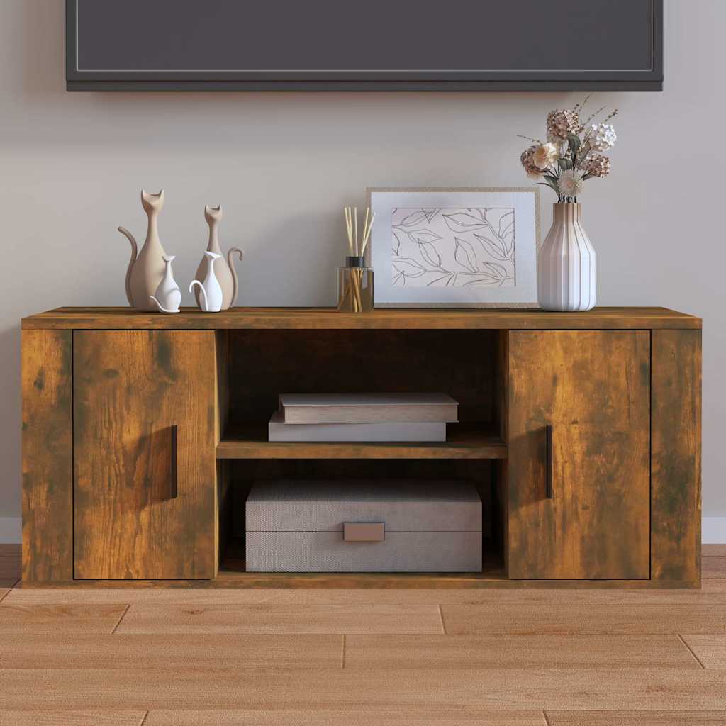 TV Cabinet Smoked Oak 100x35x40 cm Engineered Wood