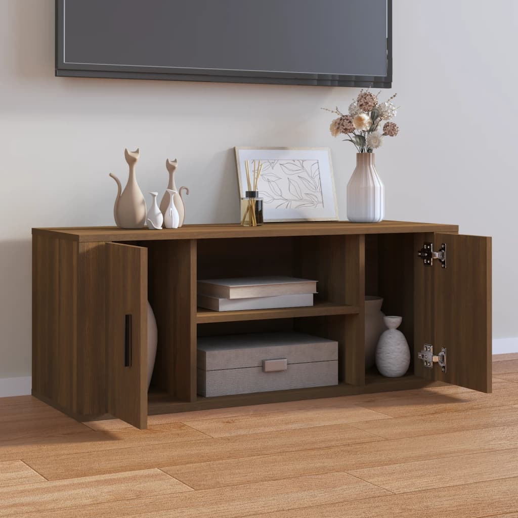 vidaXL TV Cabinet Brown Oak 100x35x40 cm Engineered Wood