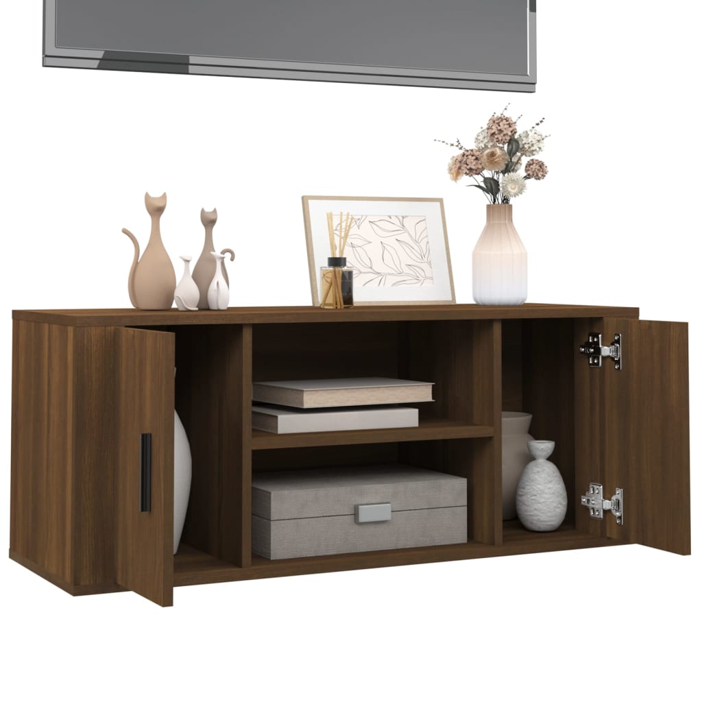 vidaXL TV Cabinet Brown Oak 100x35x40 cm Engineered Wood