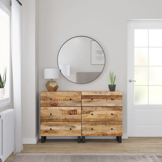 Sideboards 2 pcs 60x33x75 cm Rough Mango Wood