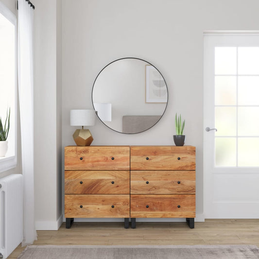 Sideboards 2 pcs 60x33x75 cm Solid Wood Acacia