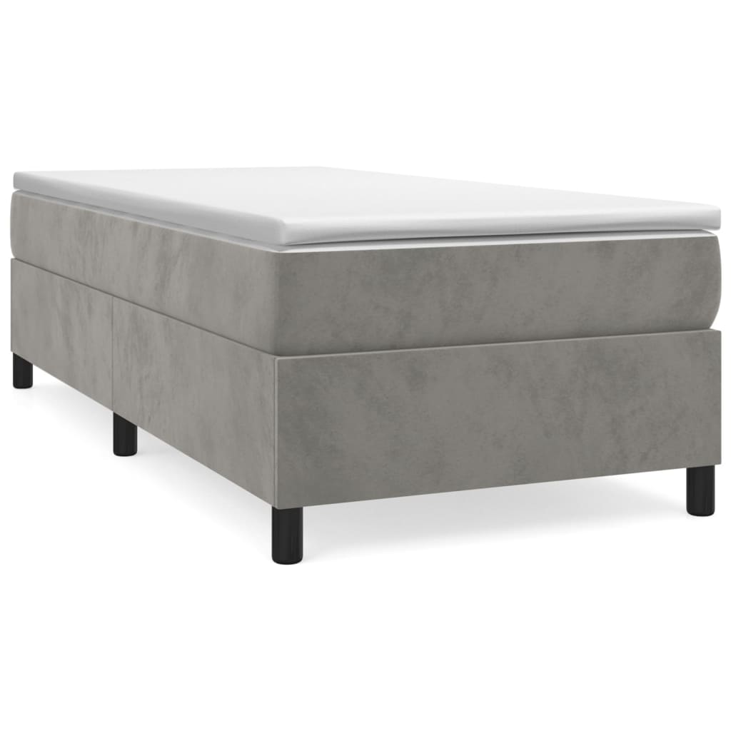 Box Spring Bed Frame Light Grey Twin Velvet (US Only)