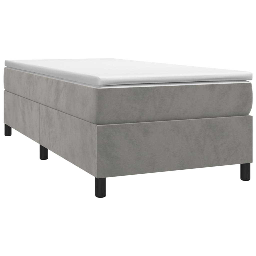 Box Spring Bed Frame Light Grey Twin Velvet (US Only)