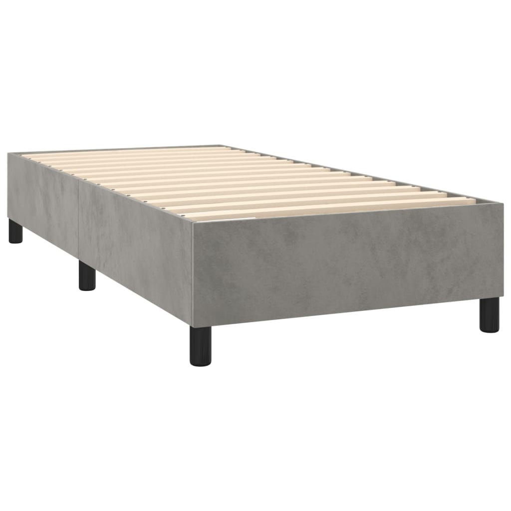 Box Spring Bed Frame Light Grey Twin Velvet (US Only)