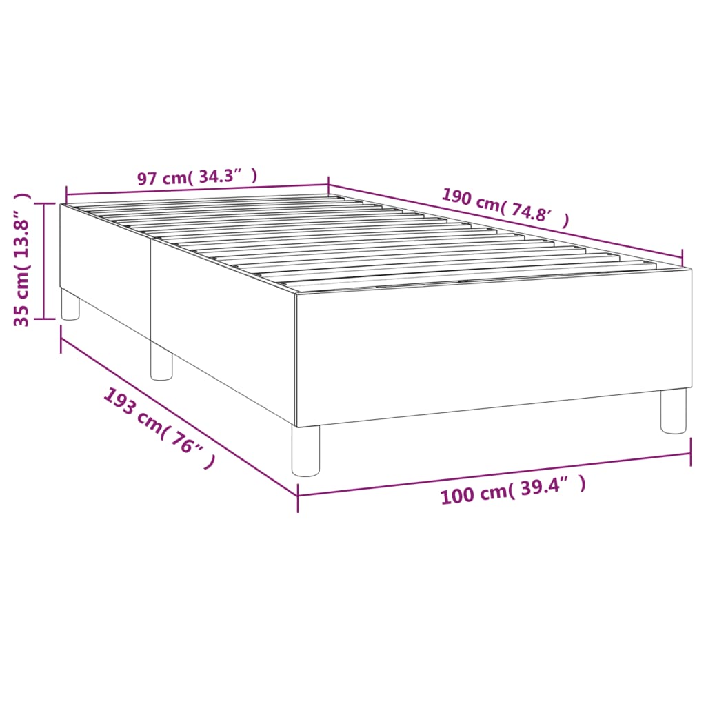 Box Spring Bed Frame Light Grey Twin Velvet (US Only)