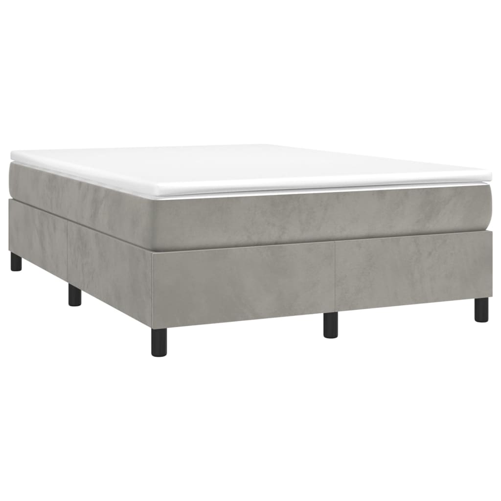 Box Spring Bed Frame Light Grey Full Velvet (US Only)