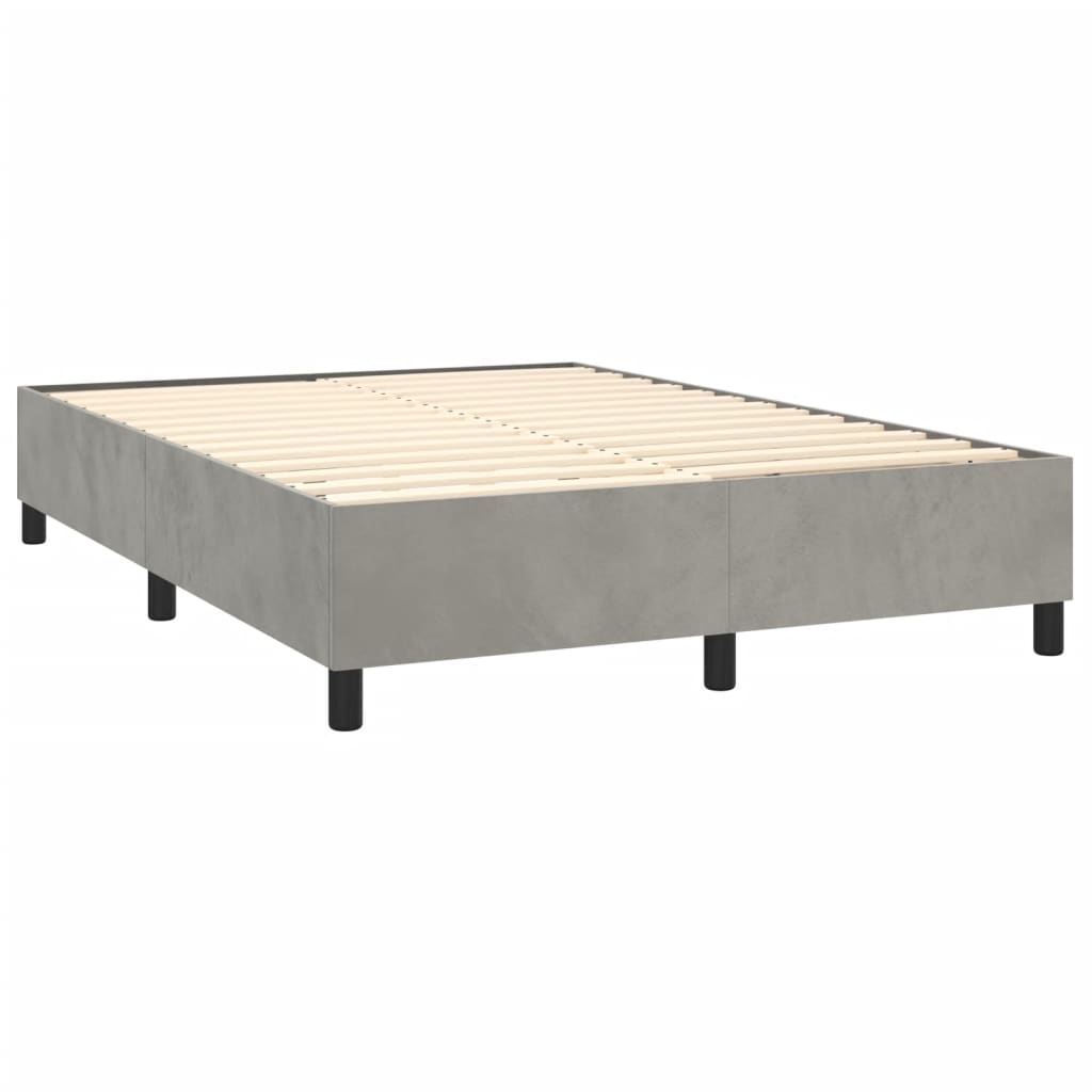 Box Spring Bed Frame Light Grey Full Velvet (US Only)