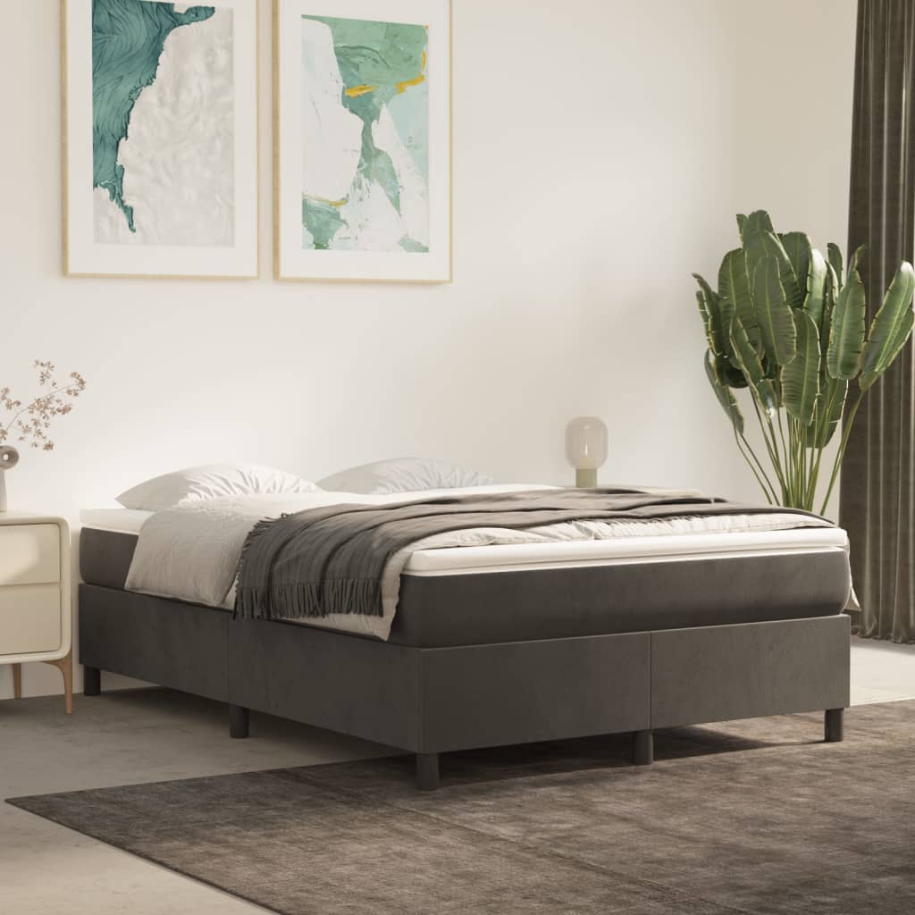 Box Spring Bed Frame Dark Grey Velvet (US/AU Only)