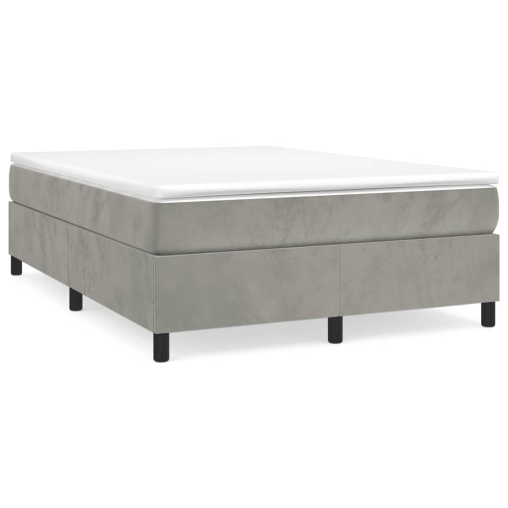 Box Spring Bed Frame Light Grey Queen Velvet (US Only)