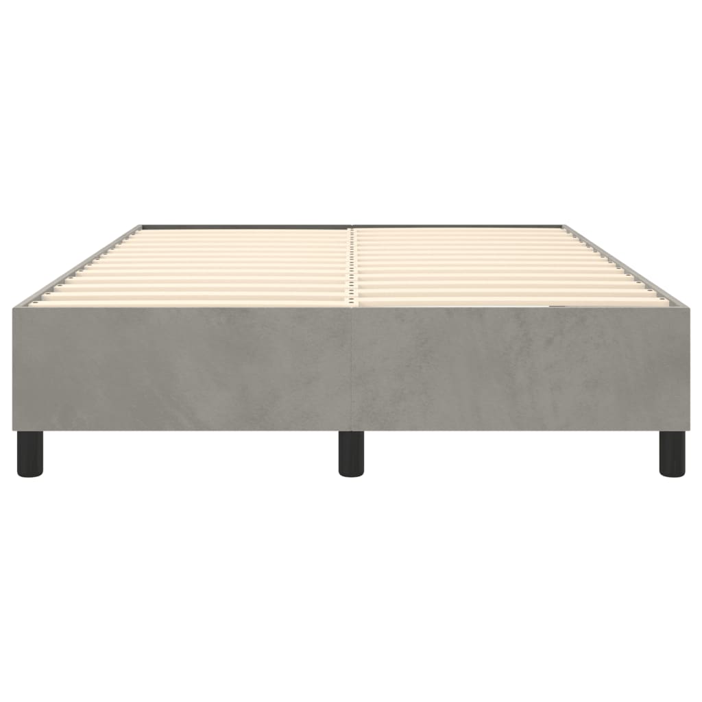 Box Spring Bed Frame Light Grey Queen Velvet (US Only)