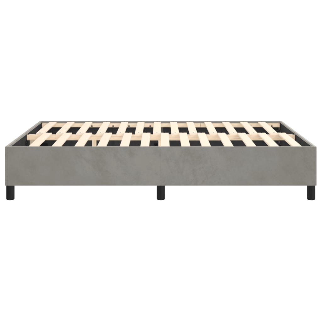 Box Spring Bed Frame Light Grey Queen Velvet (US Only)