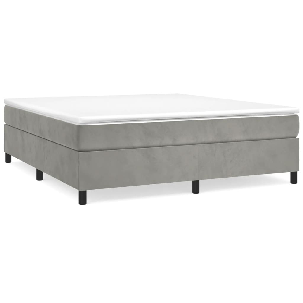 Box Spring Bed Frame Light Grey King Velvet (US Only)