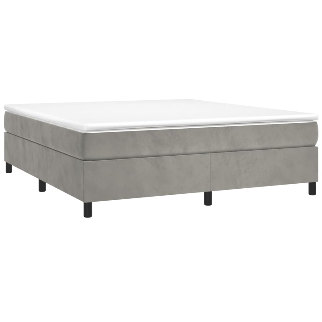 Box Spring Bed Frame Light Grey King Velvet (US Only)