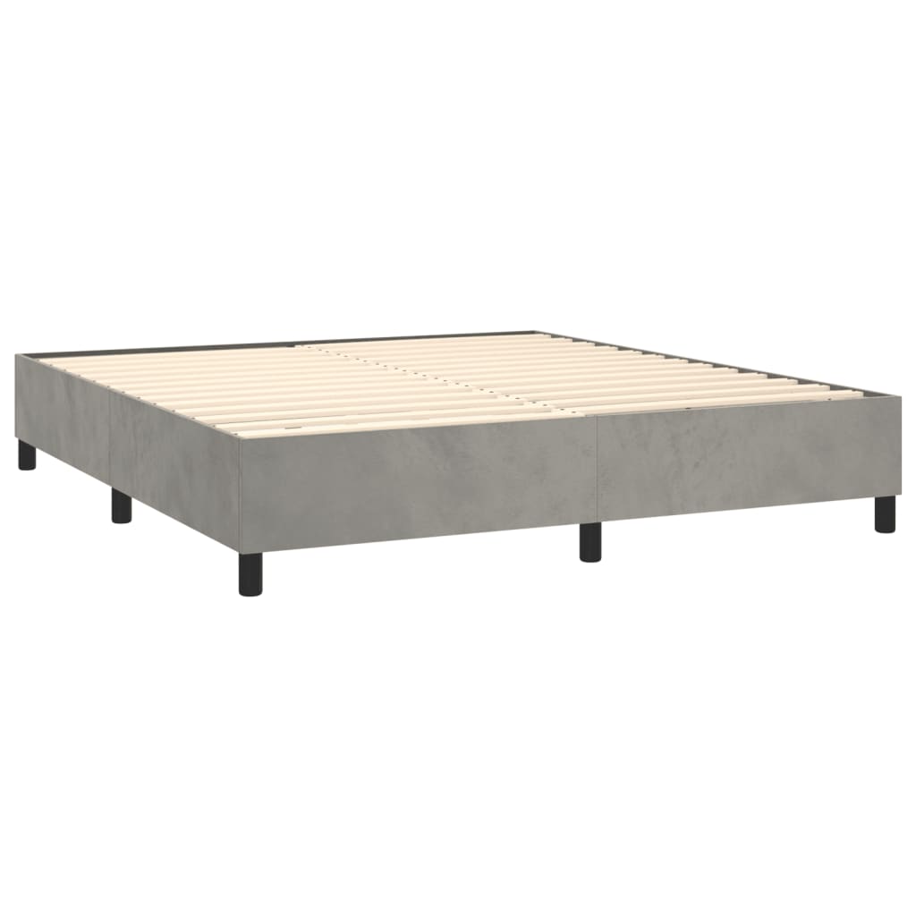 Box Spring Bed Frame Light Grey King Velvet (US Only)