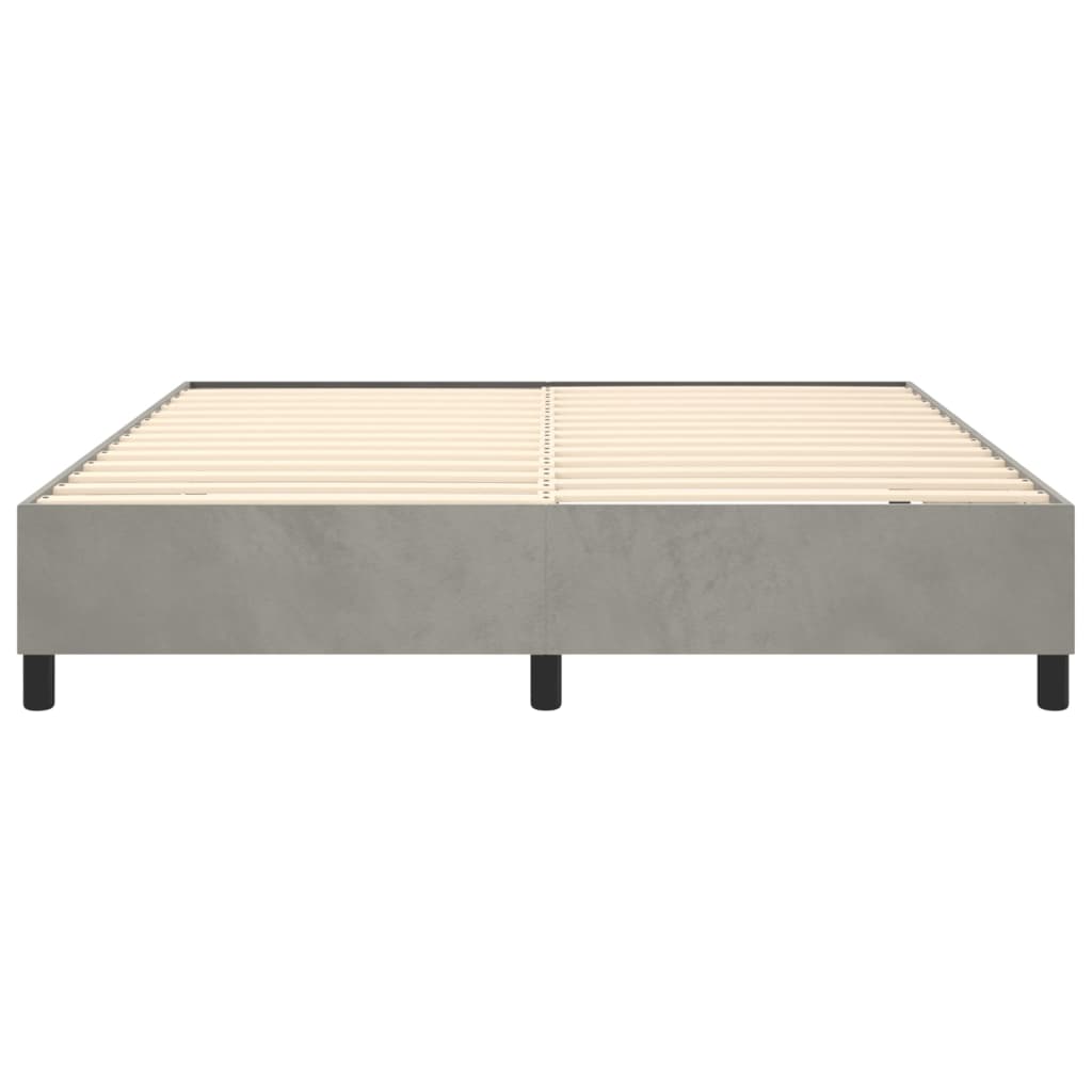 Box Spring Bed Frame Light Grey King Velvet (US Only)