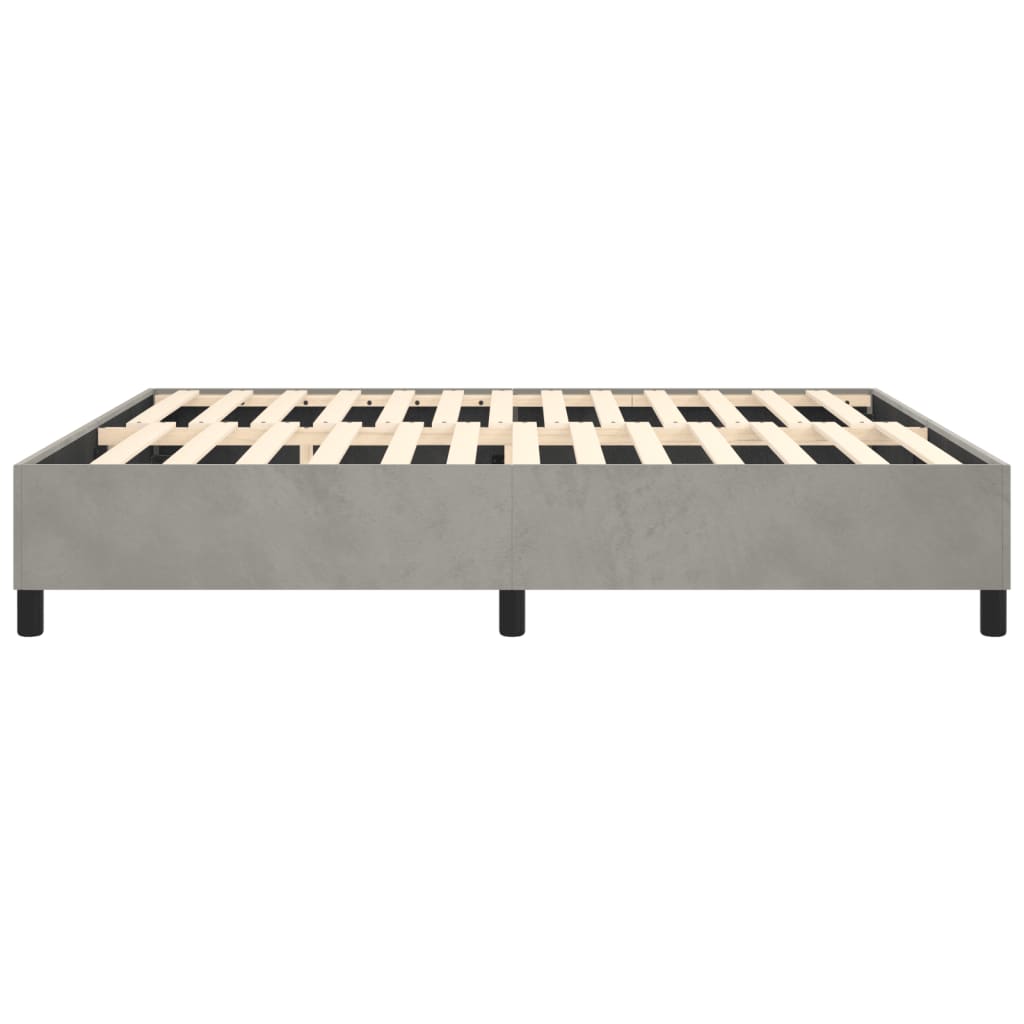Box Spring Bed Frame Light Grey King Velvet (US Only)