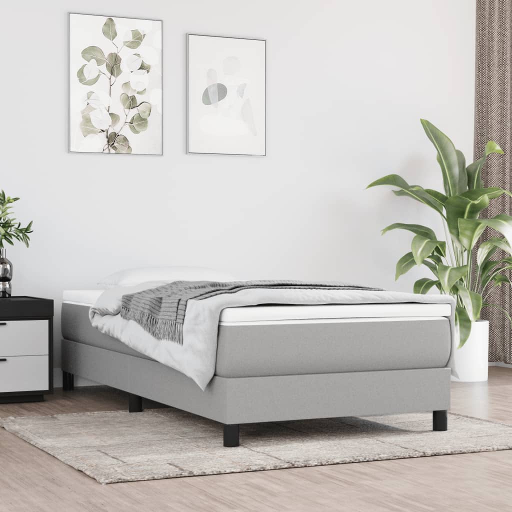 Box Spring Bed Frame Light Grey Single Fabric (UK/IE/FI/NO only)