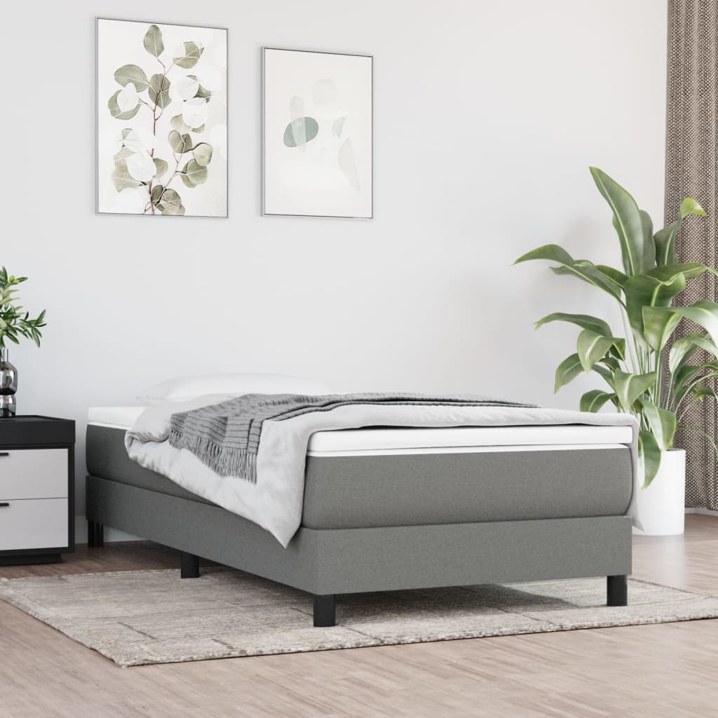 Box Spring Bed Frame Dark Grey Single Fabric (UK/IE/FI/NO only)
