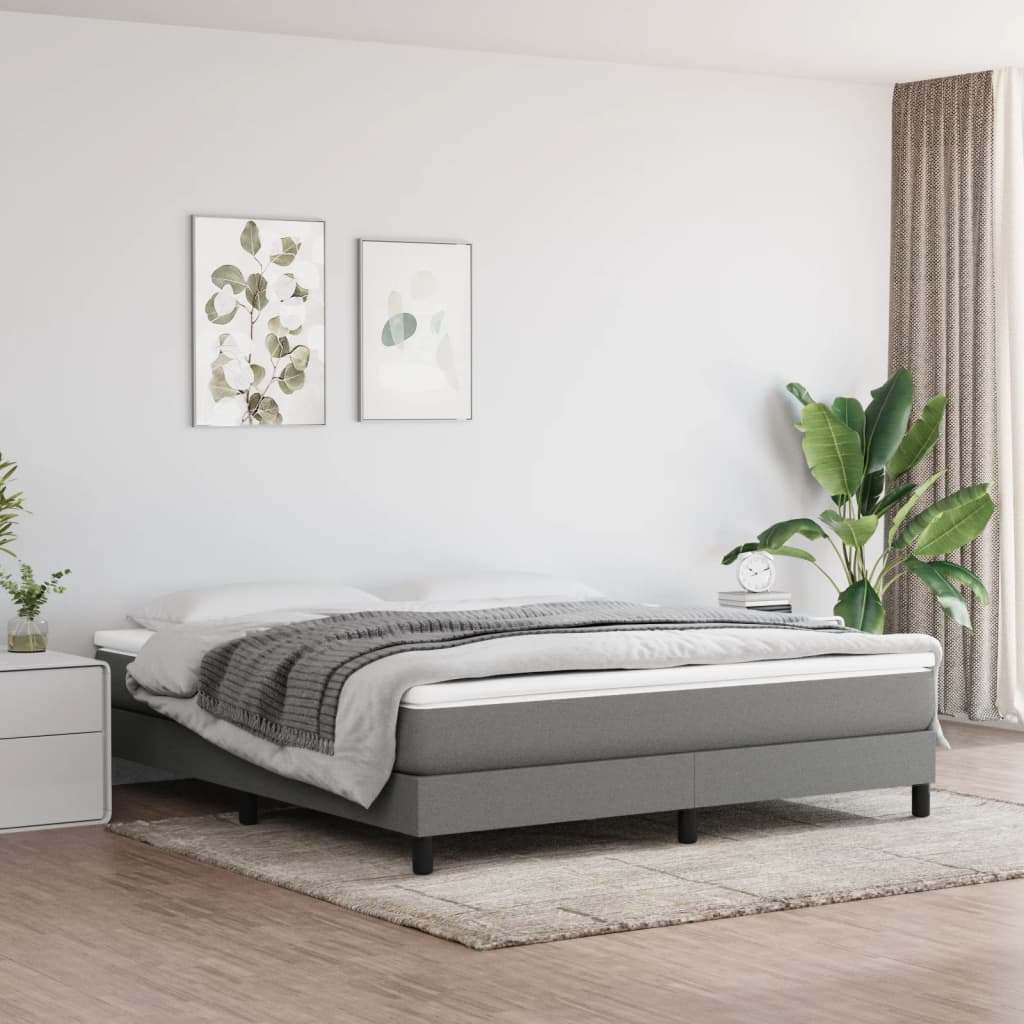 Box Spring Bed Frame Dark Grey Super King Fabric (UK/IE/FI/NO only)