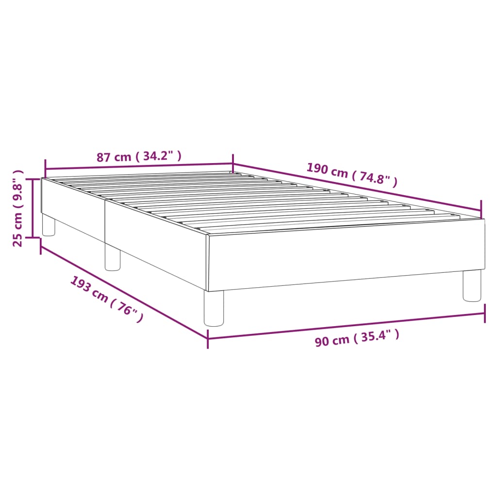 Box Spring Bed Frame Light Grey Single Fabric (UK/IE/FI/NO only)