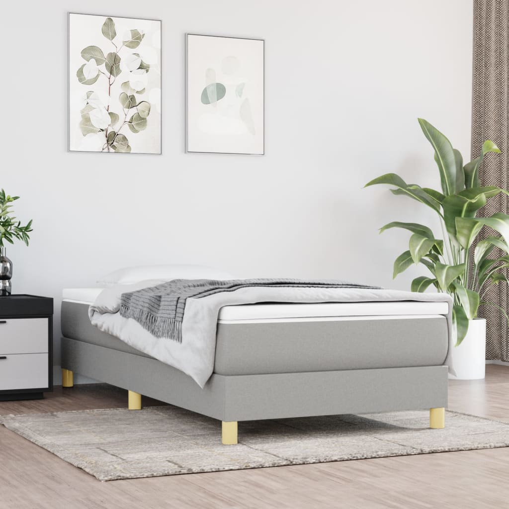 Box Spring Bed Frame Light Grey Single Fabric (UK/IE/FI/NO only)